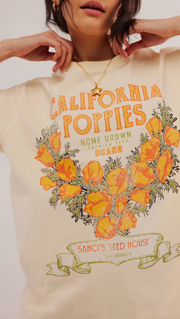 Harvest Vintage Wash Tee - California Poppies