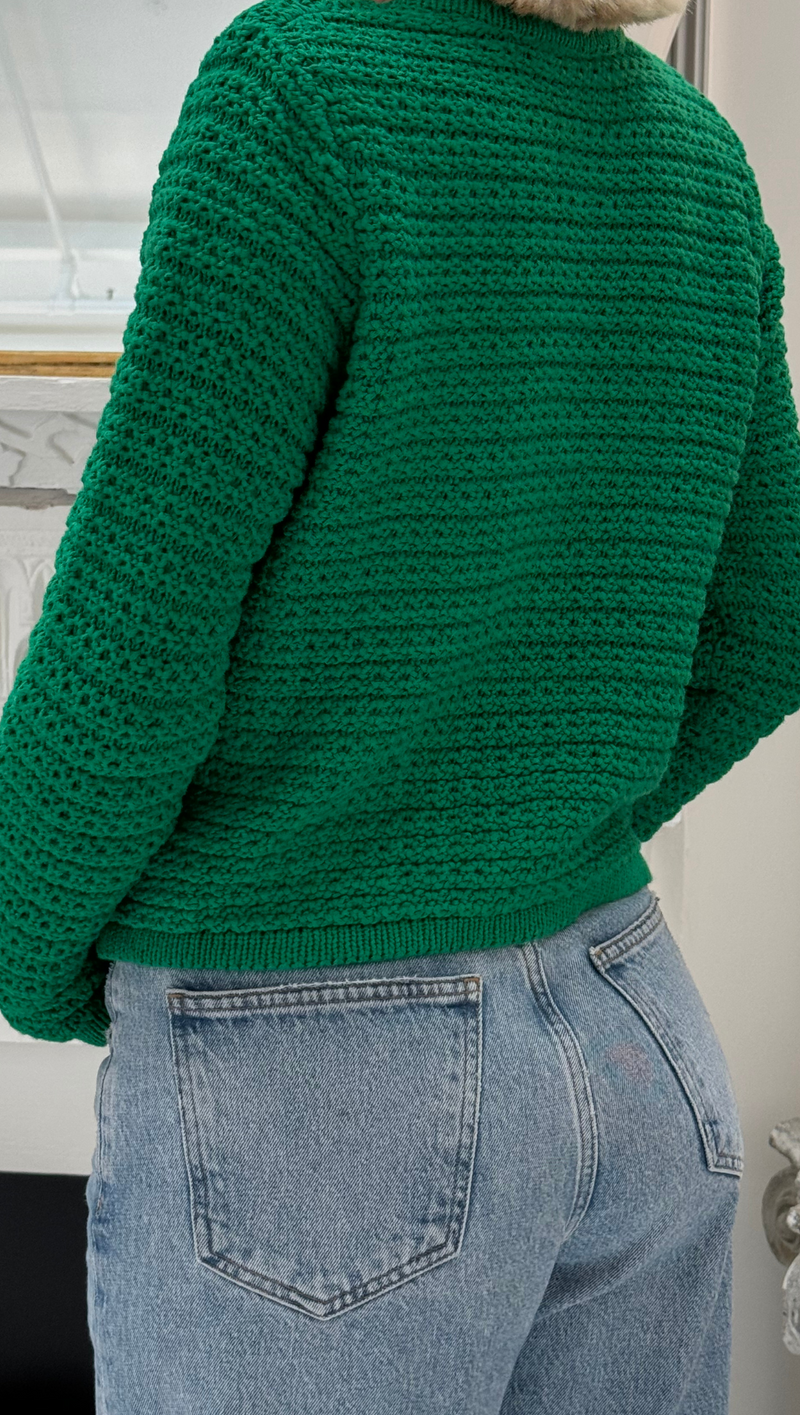 Mila Button Front Sweater - Fern