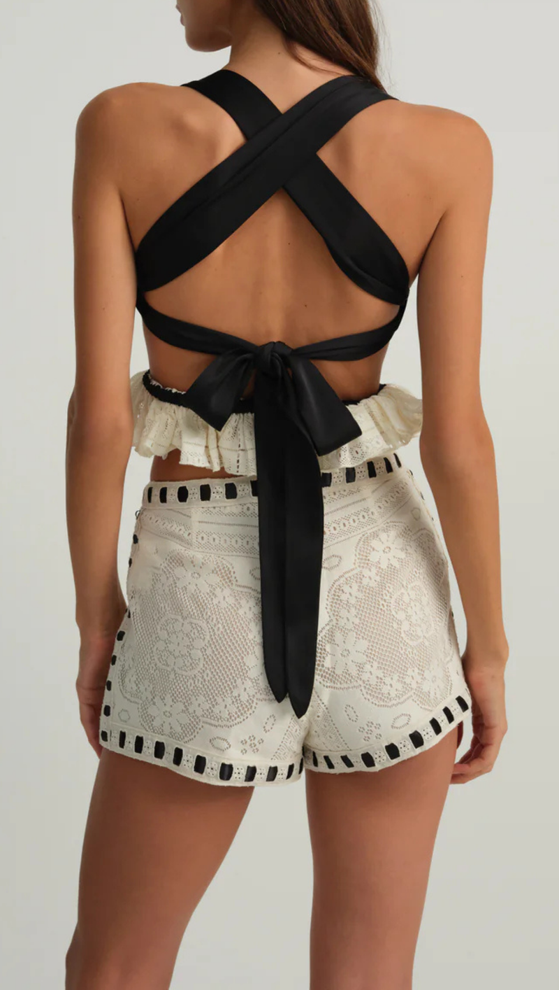 Charlotte Lace Short - White