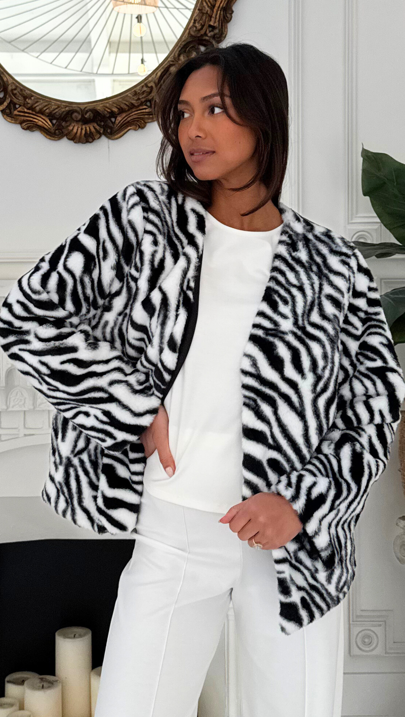 Harley Coat - White Zebra