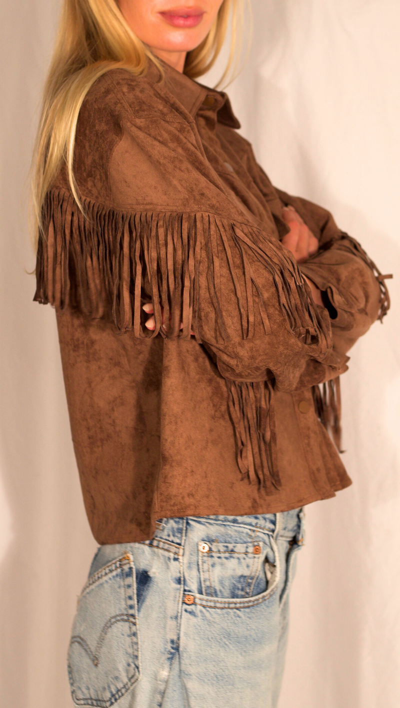Remi Suede Fringe Jacket - Brown