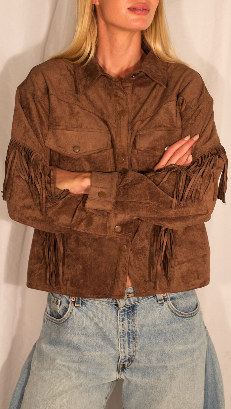 Remi Suede Fringe Jacket - Brown