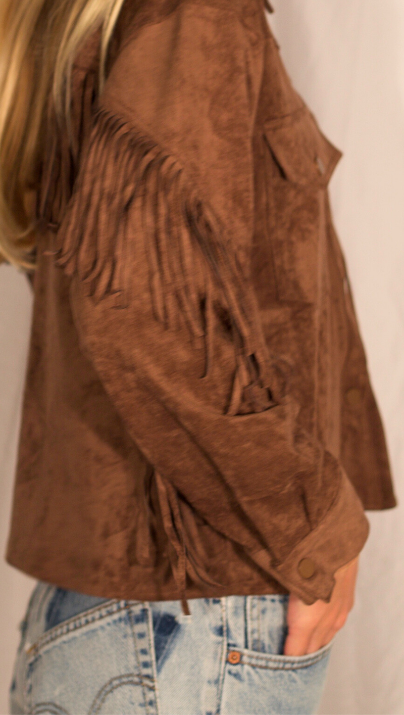 Remi Suede Fringe Jacket - Brown