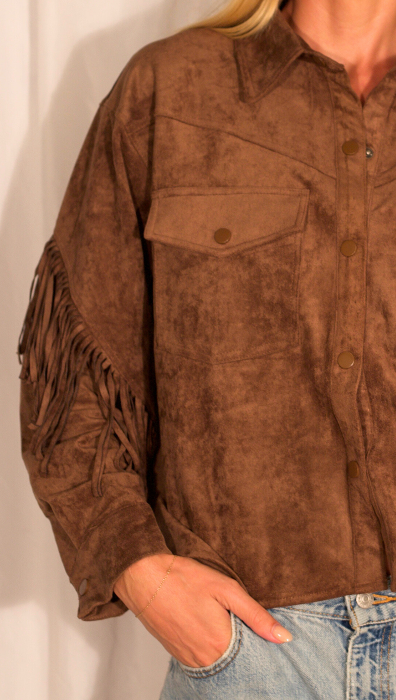 Remi Suede Fringe Jacket - Brown
