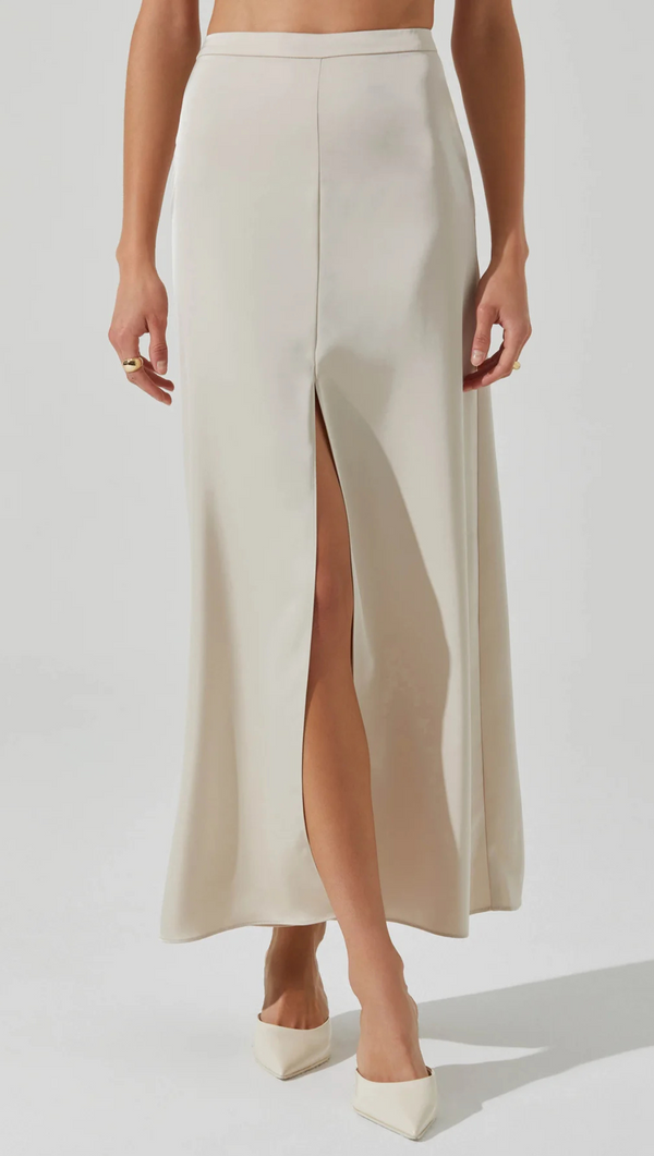 Vitella Satin Maxi Skirt - Ecru