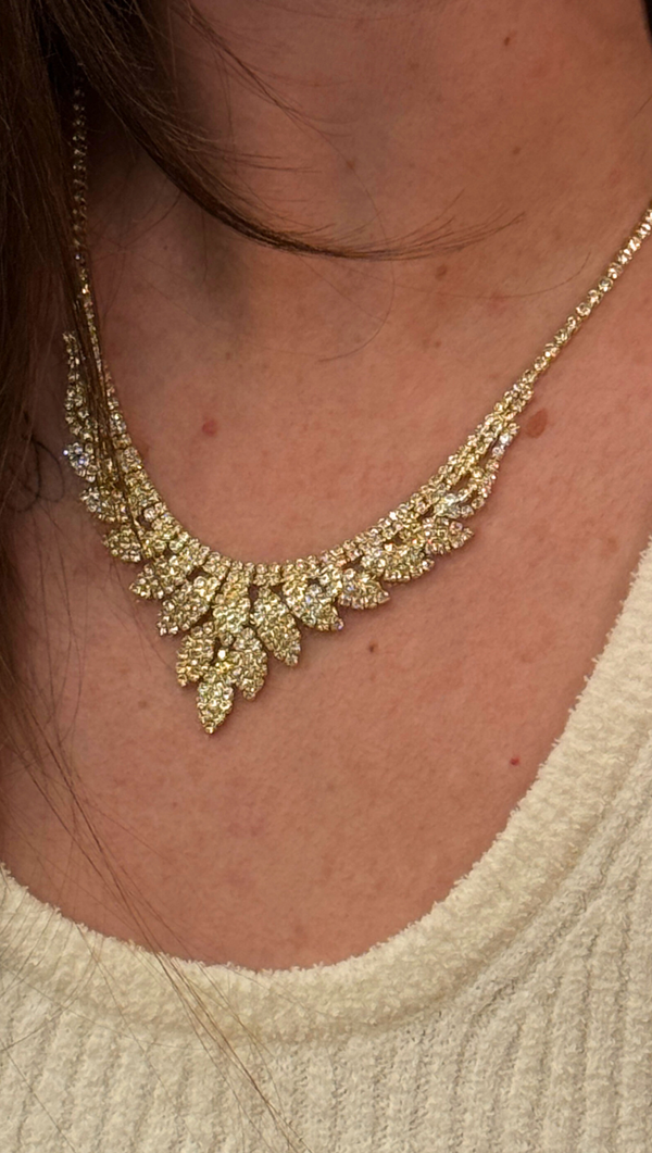 Rhinestone Floral Statement Necklace