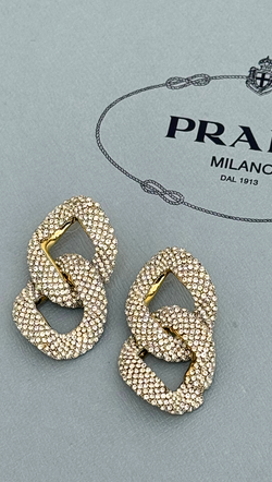 Oversized Chain Link Earring - Gold/ Diamond