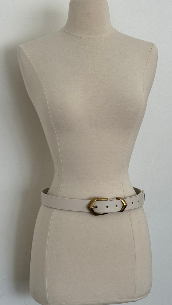 Boho Triangular Buckle Belt - Beige