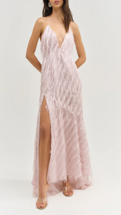 Heidi Fringe Maxi Dress - Pink