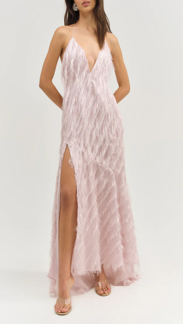 Heidi Fringe Maxi Dress - Pink
