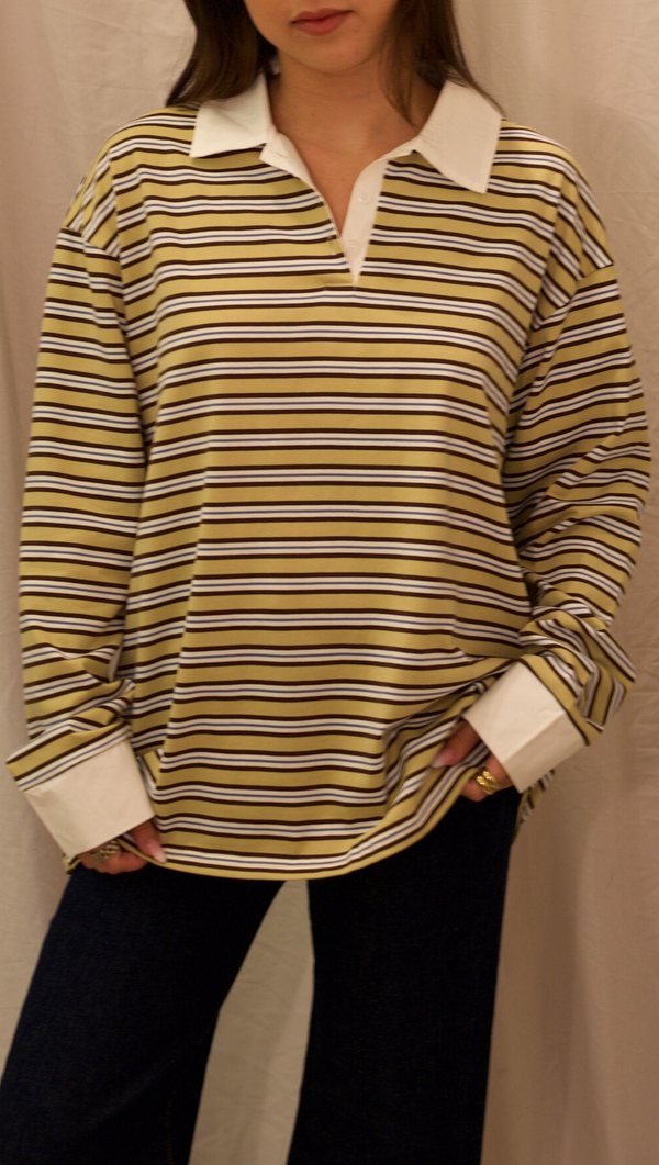 Naomi Stripe Polo - Mustard