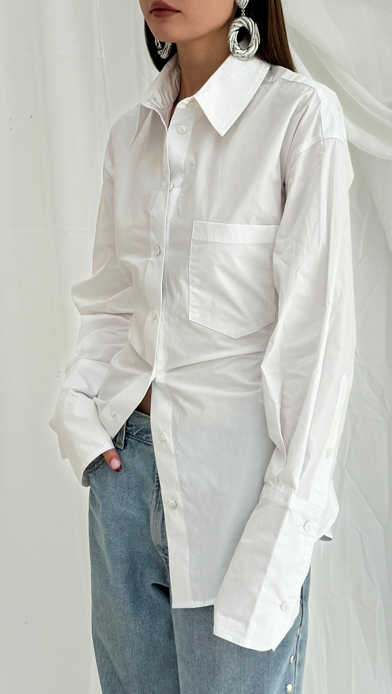 Arlo Tie Back Button Down - White