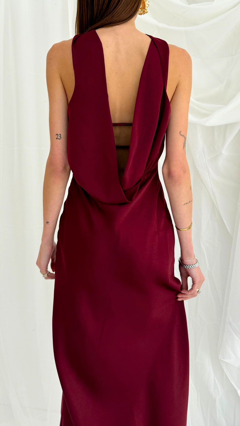 Viviana Cowl Back Maxi Dress - Wine