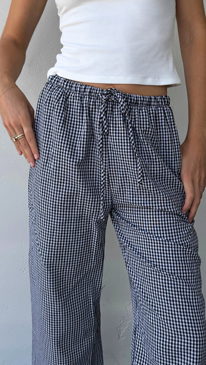 Sterling Gingham Trouser - Black