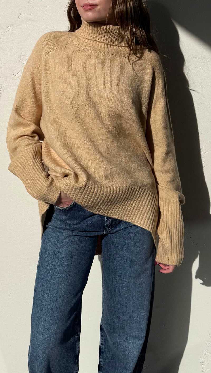 Soleil Turtleneck Sweater - Taupe