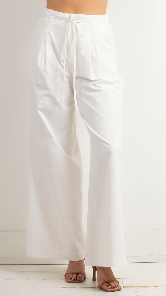 Violet Waist Pintuck Pant - White – Van De Vort