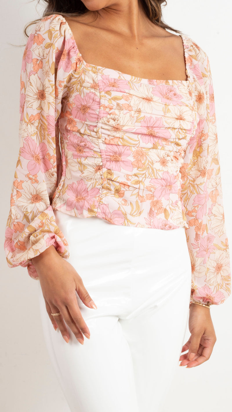 Tay Puff Sleeve Floral Top - Pink – Van De Vort