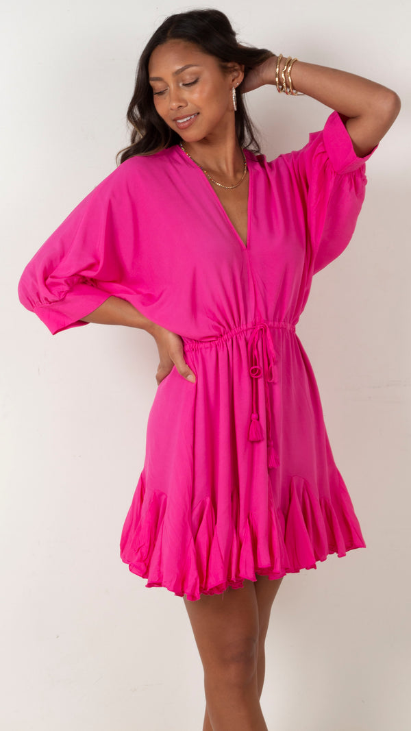ANIMARI-MALIBU-TIE-FRONT-MINI-DRESS-PINK