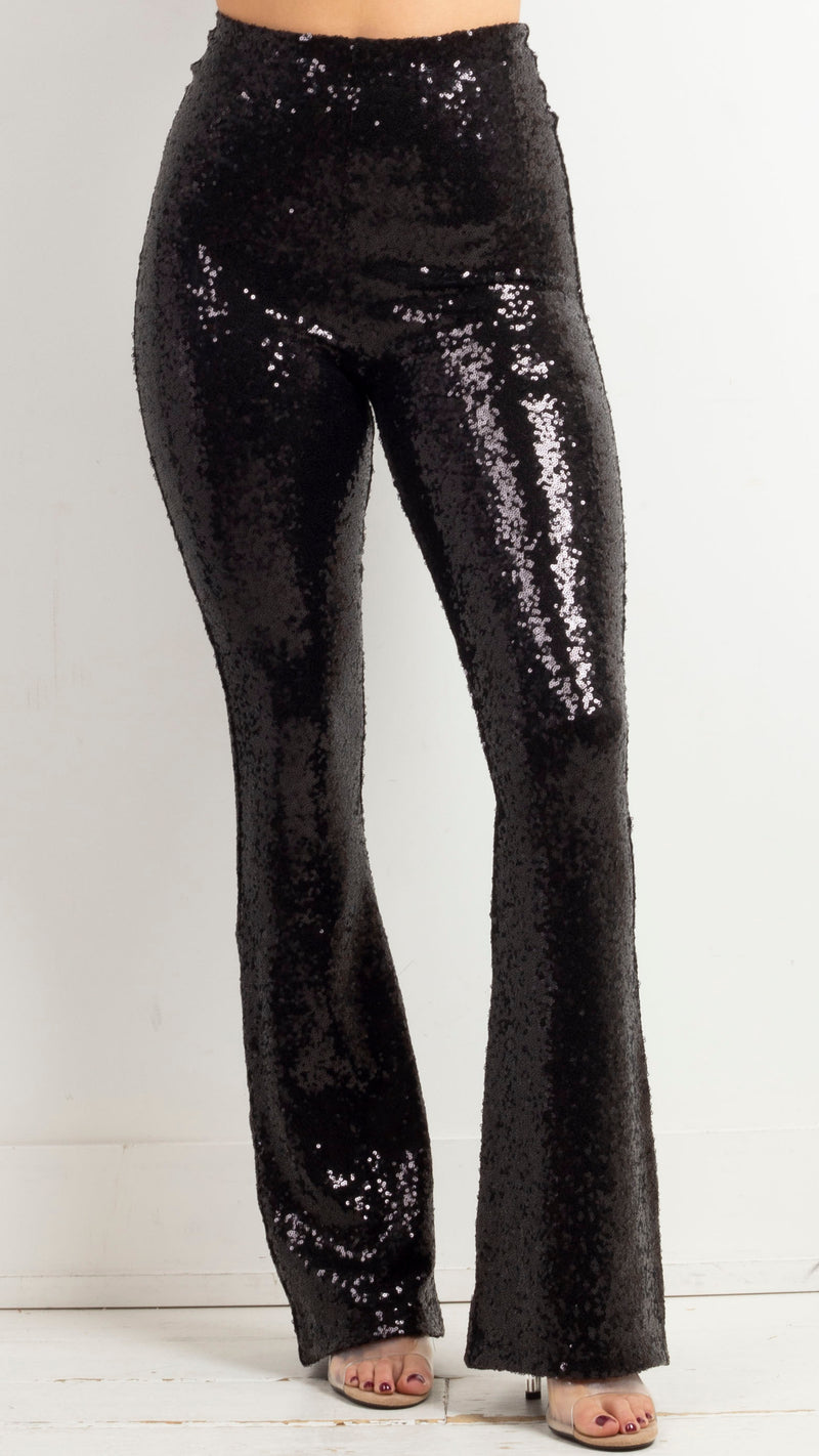 Buy Azokoe Women Glitter Sequin High Waist Flare Pants Bell Bottoms Leggings  Long Panty Black S 4 6, A Black, S at Amazon.in