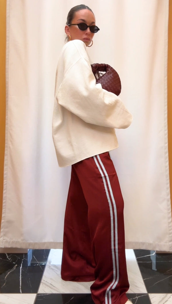 Anine Varsity Stripe Pant - Burgundy