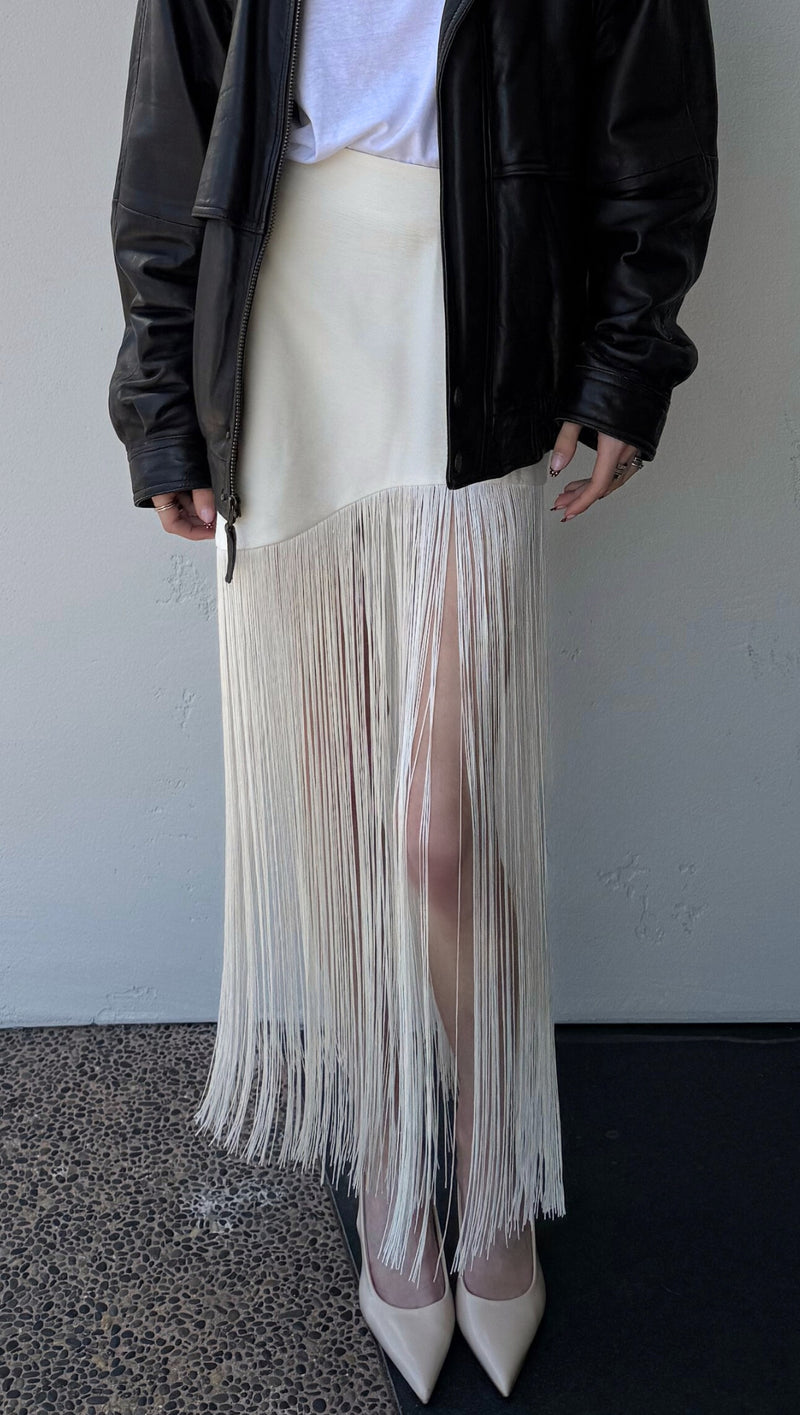 Arden Fringe Skirt - Cream