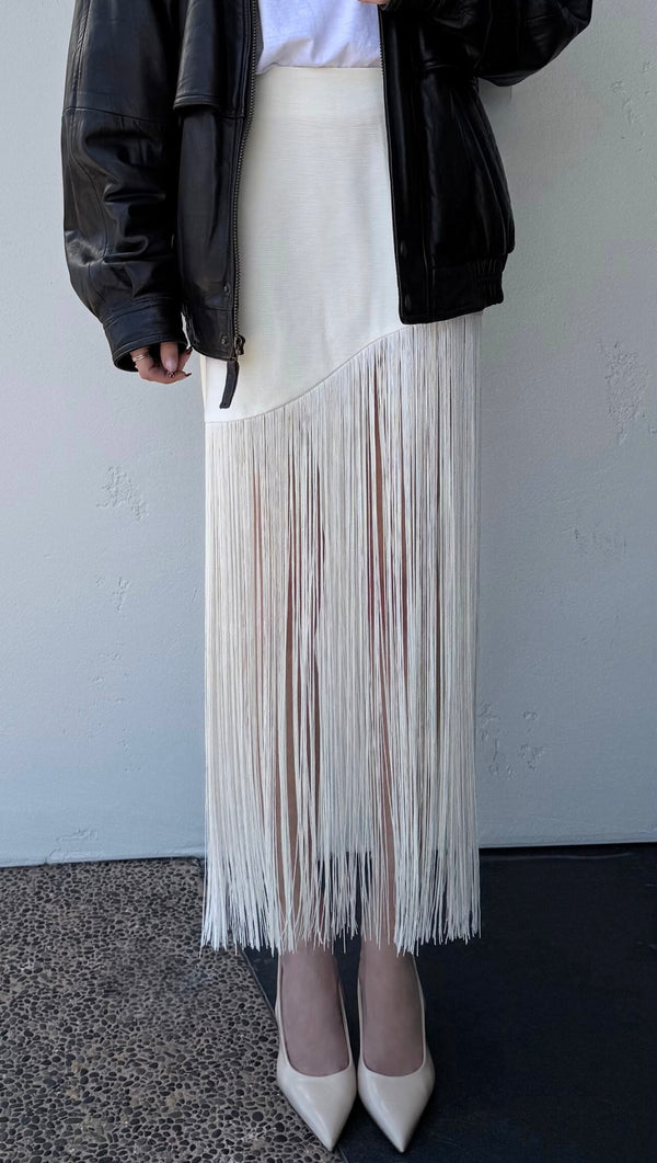 Arden Fringe Skirt - Cream