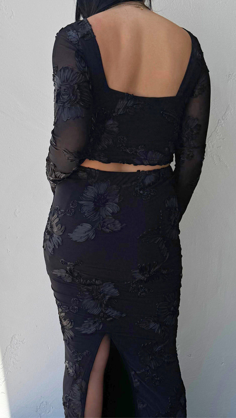 Bianca Floral Skirt Set - Black