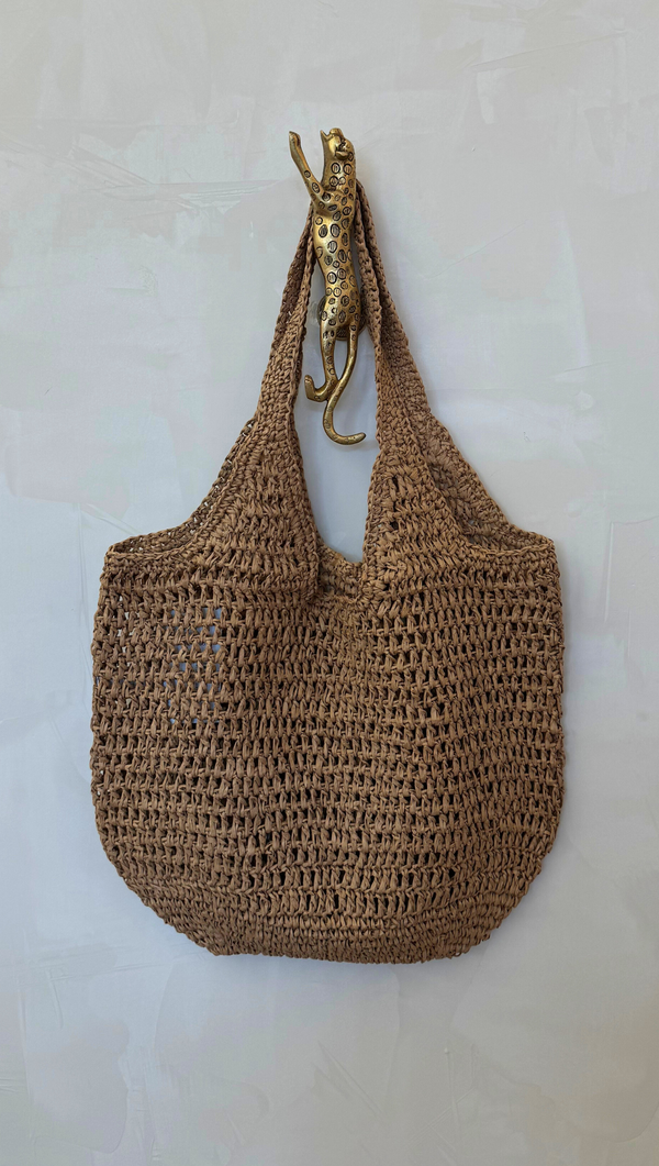 Woven Double Strap Tote - Mocha