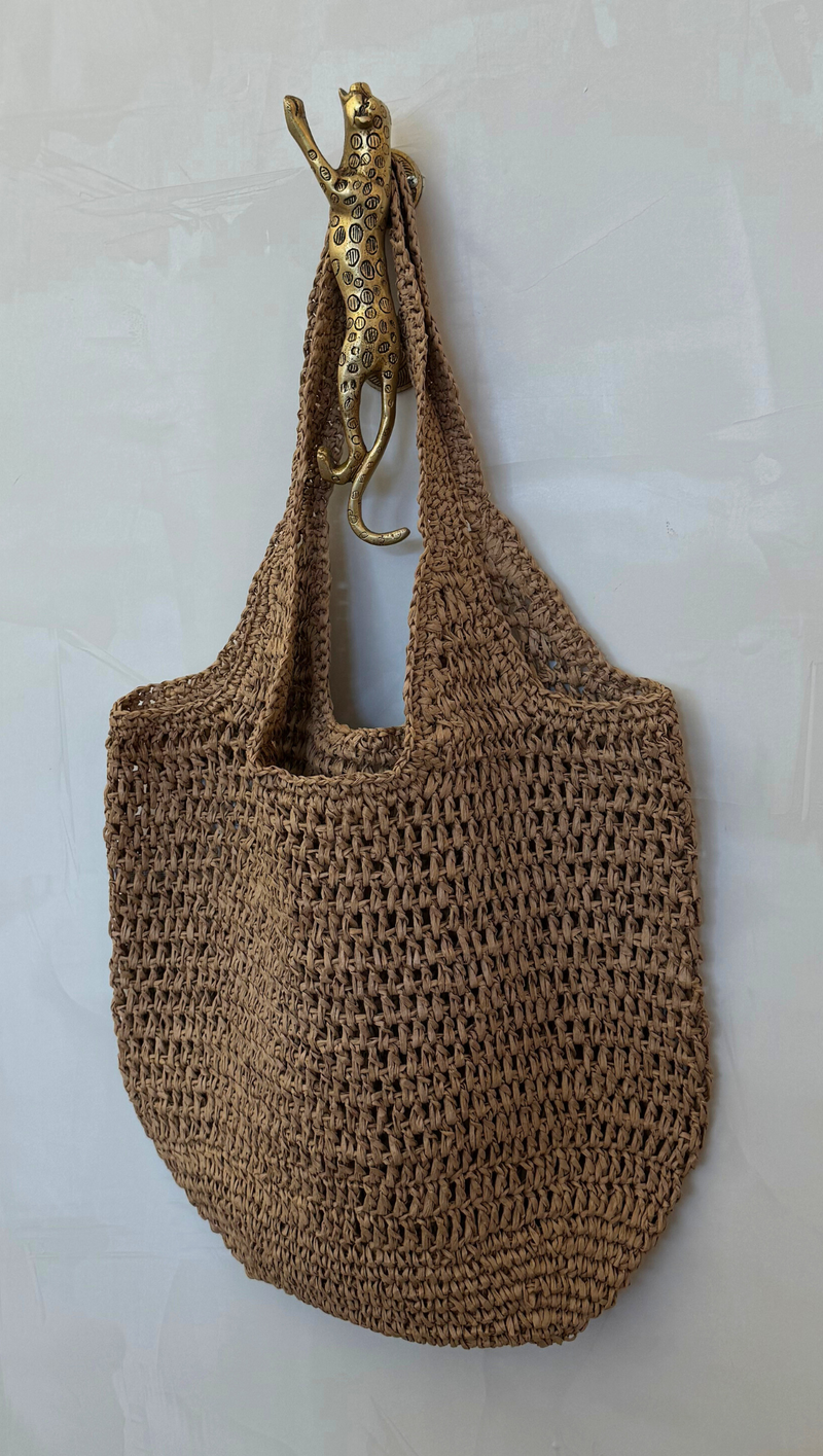 Woven Double Strap Tote - Mocha