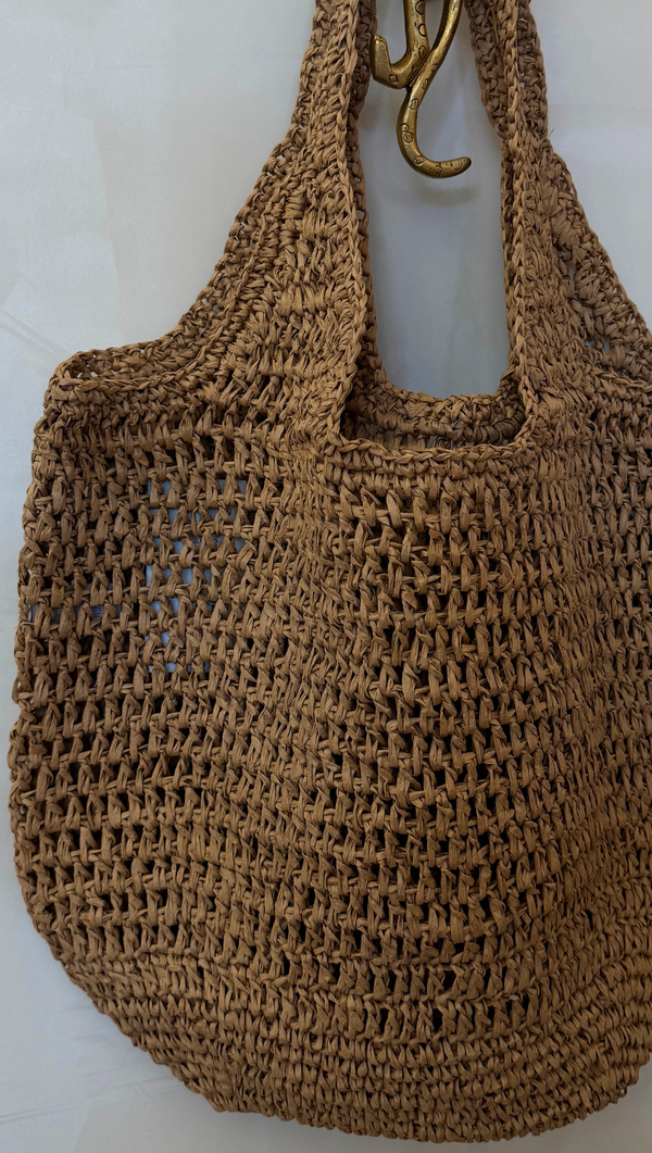 Woven Double Strap Tote - Mocha