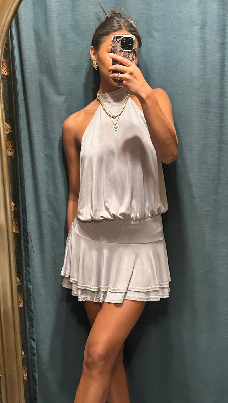 Sabs Backless Mini Dress - Silver