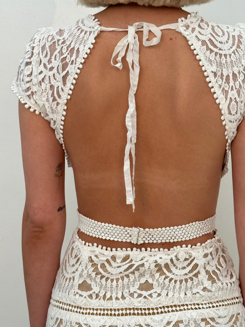 Adriana Cutout Lace Mini Dress - White