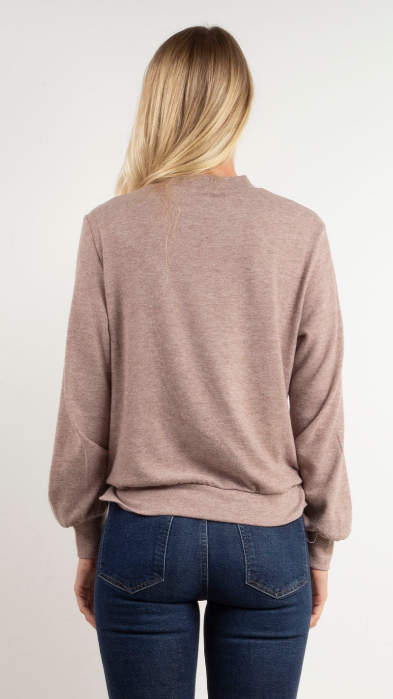Roxy Brushed Top - Heather Cocoa