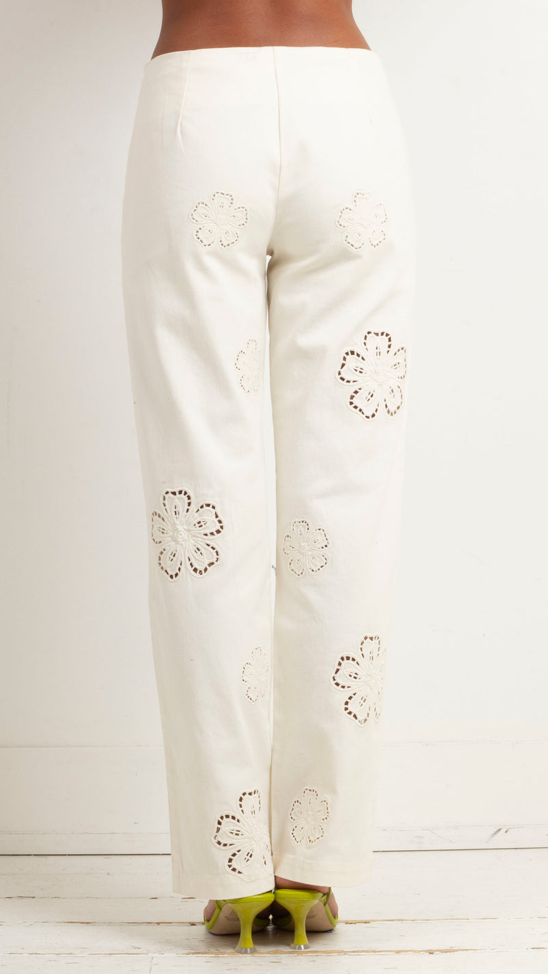 Taras Cutwork Embroidered Pant - Ivory – Van De Vort