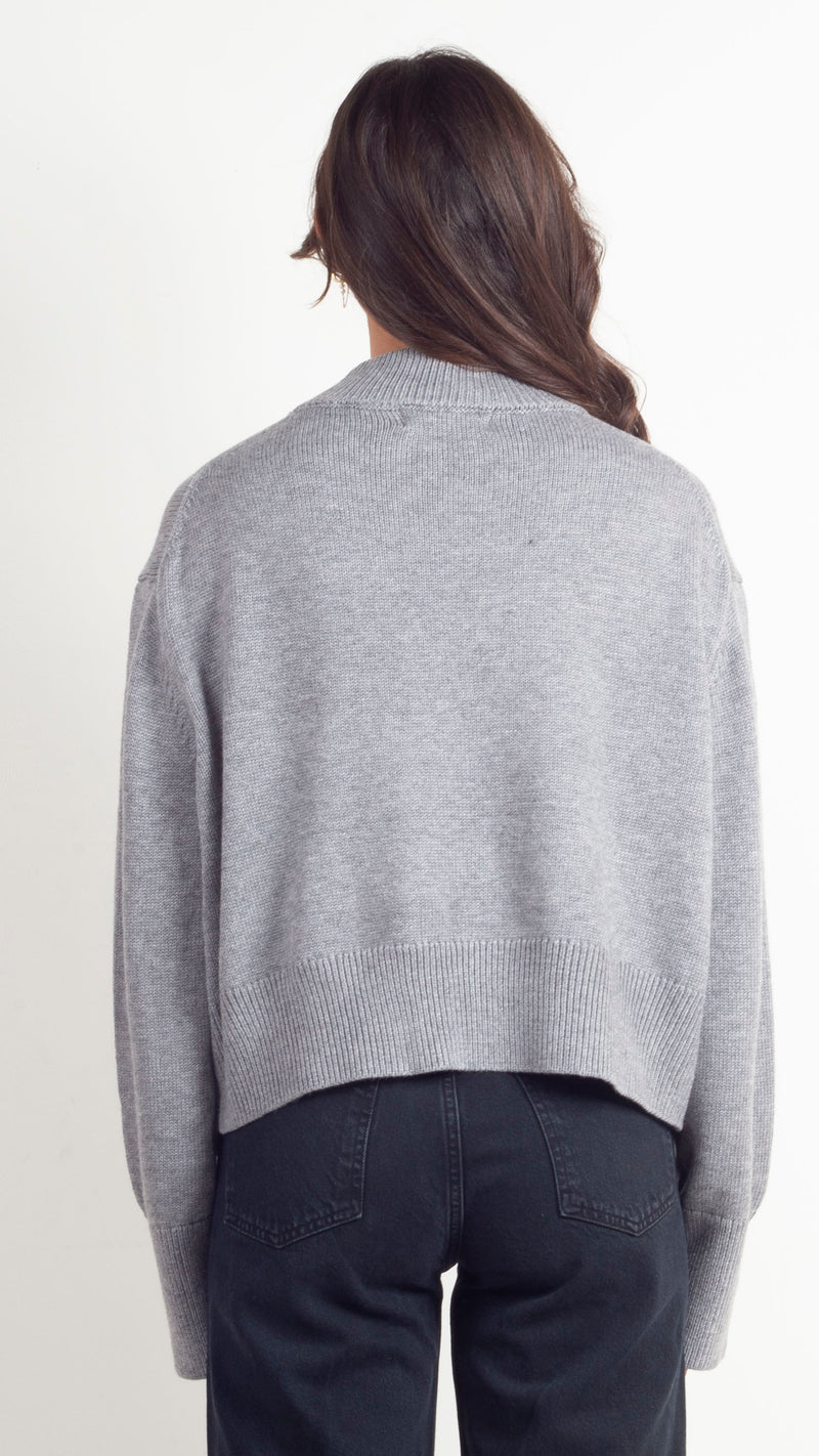 Charlotte Mock Neck Knit Sweater - Grey