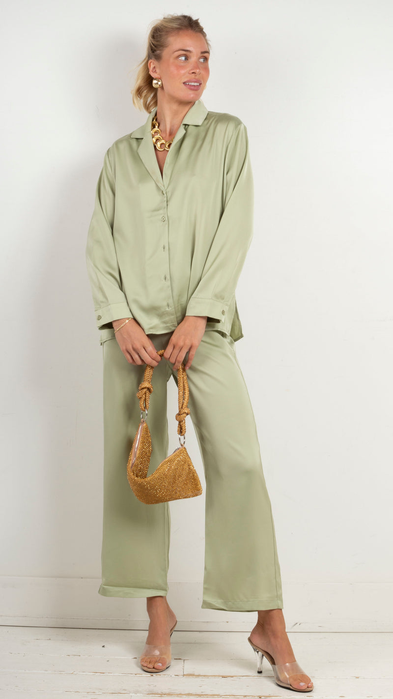 Pistachio Silk Pajama Set