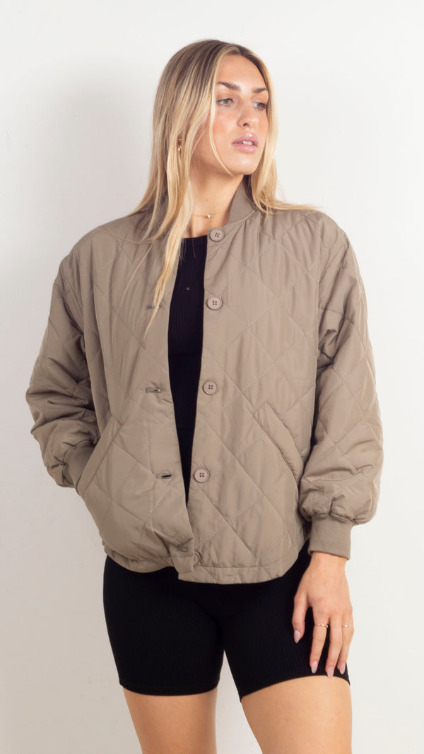 Bianca Quilted Short Coat - Sage