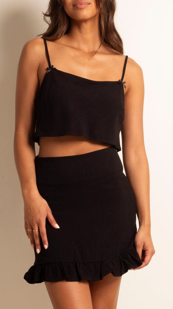 Freya Ruffle Mini Skirt Set - Black