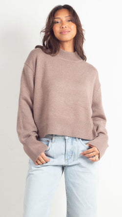 Charlotte Mock Neck Sweater - Mocha