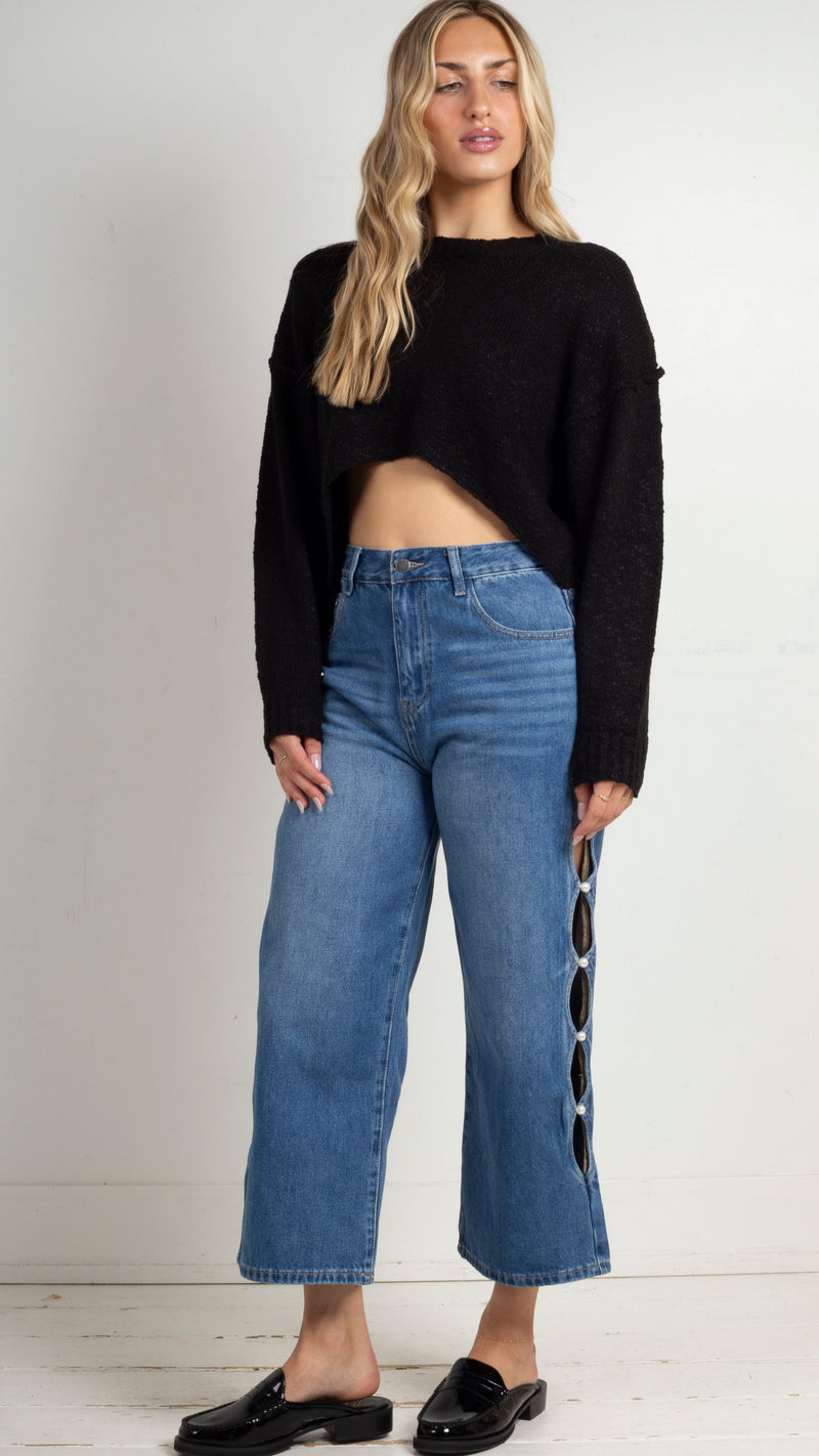 Delphine Pearl Cut Out Jeans - DW
