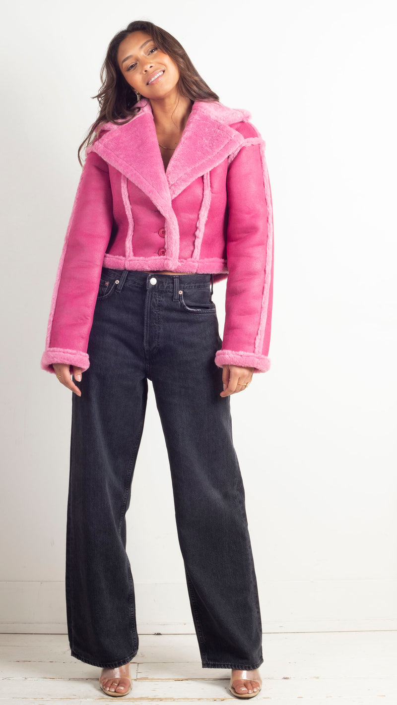 Olivia Faux Fur Jacket - Pink