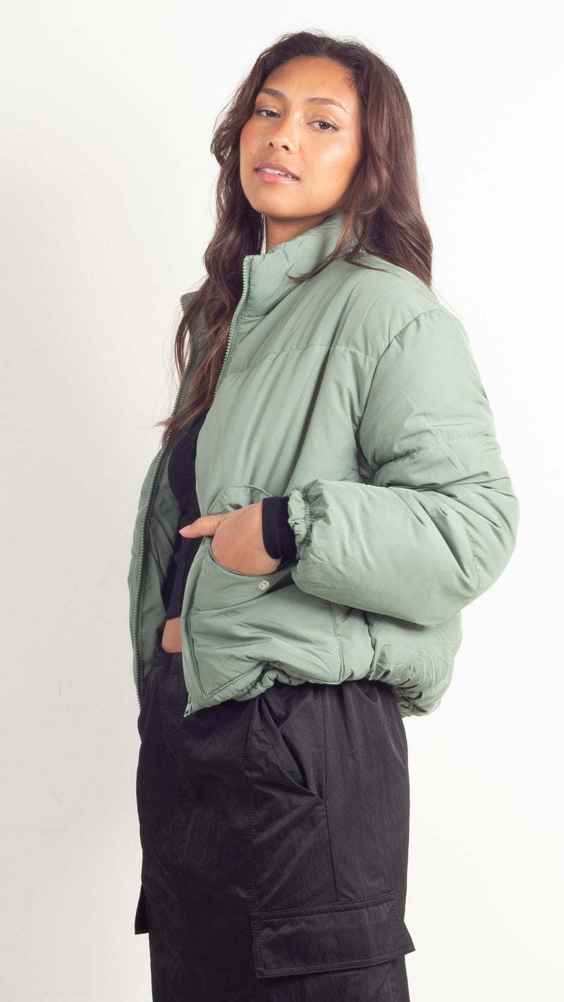 Katherine Cropped Puffer - Green
