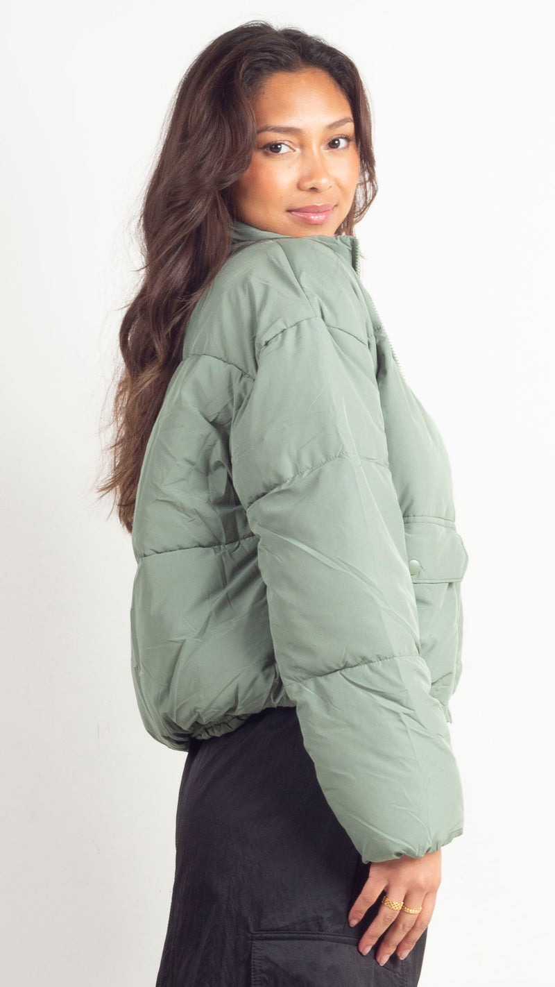 Katherine Cropped Puffer - Green