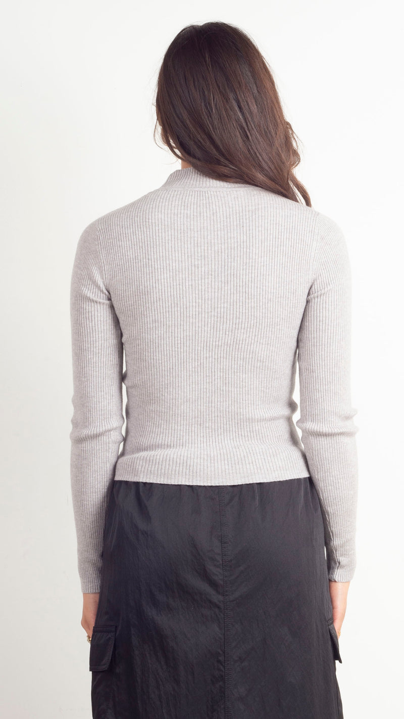 Kennedy Ribbed Sweater - Heather Grey