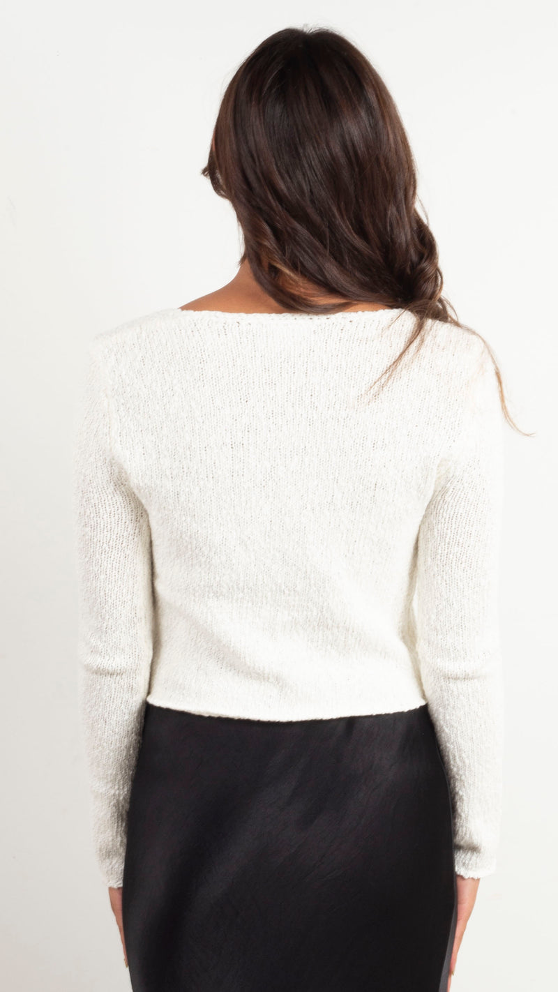 Catie Slub Knit Sweater - Ivory