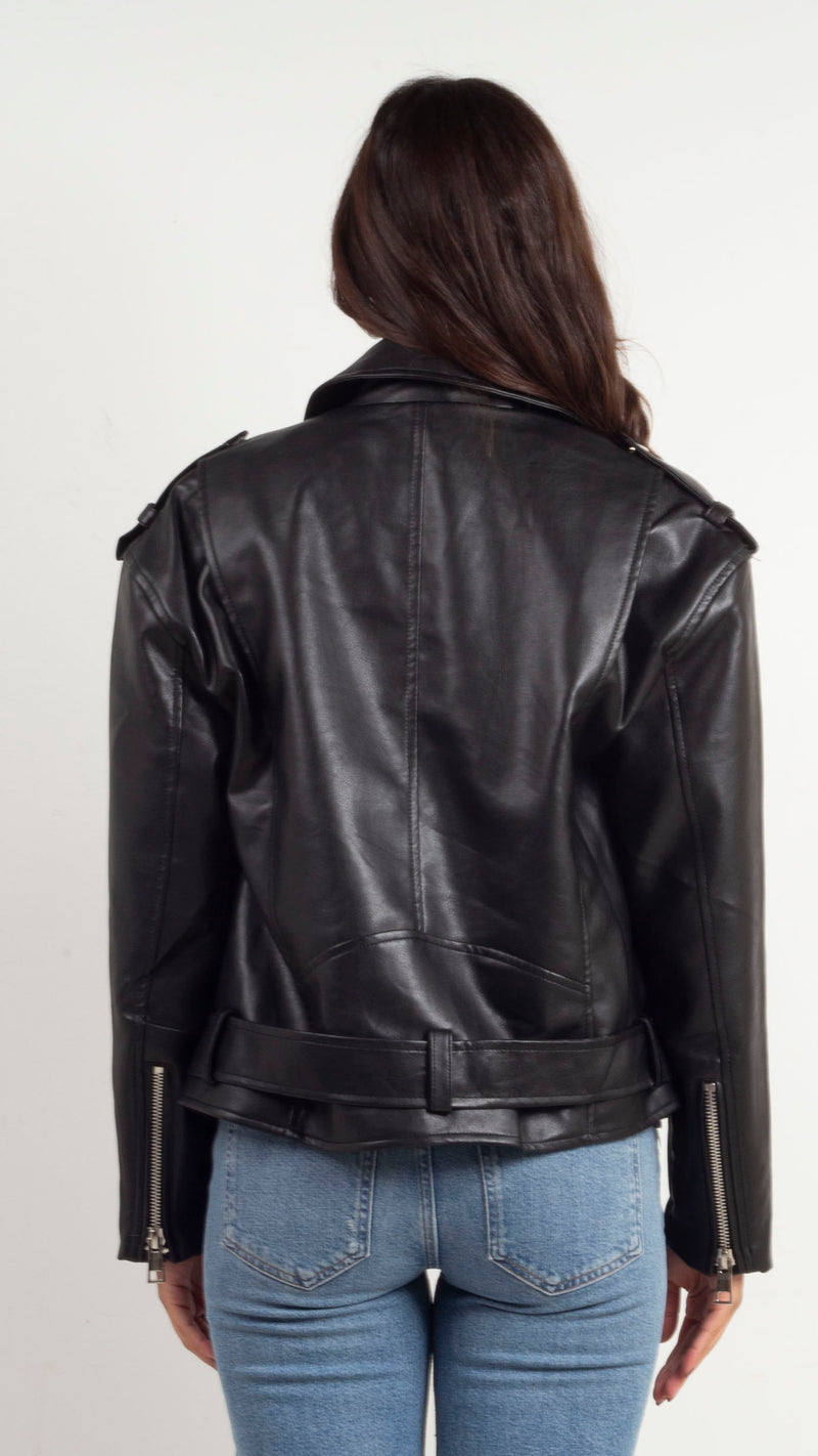 Karly Faux Leather Jacket - Black