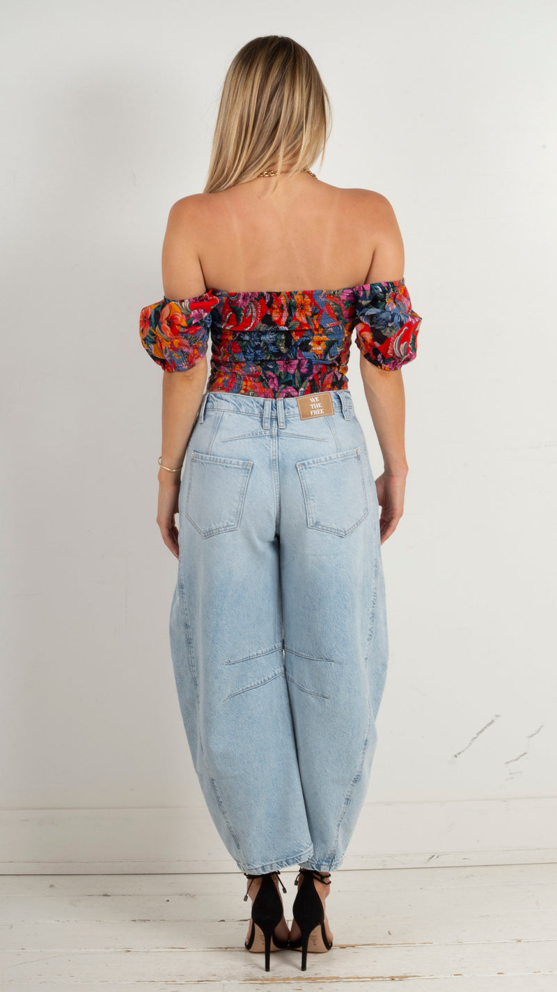 Marisol Puff Sleeve Crop Top - Multi