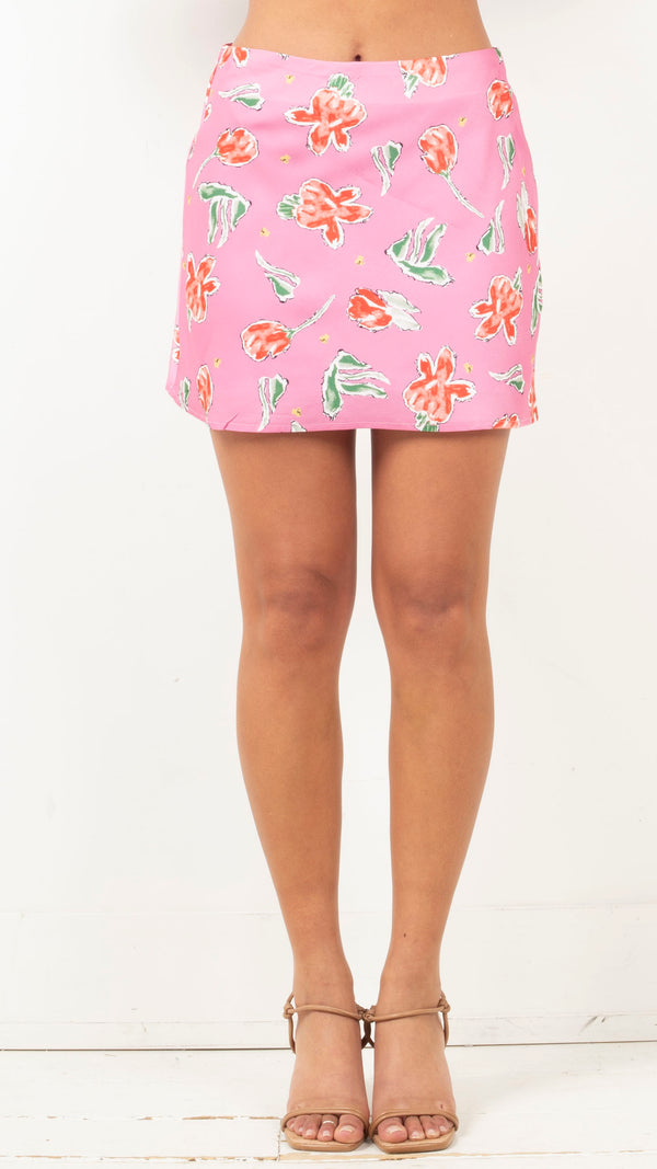 Nova Floral Mini Skirt - Pink