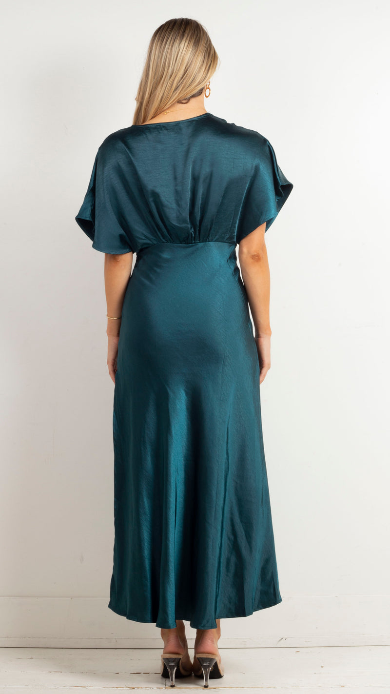 Naomi Flutter Sleeve Umpire Maxi - Lake Blue