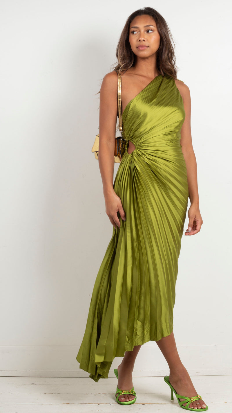 Olive green on sale one shoulder dress